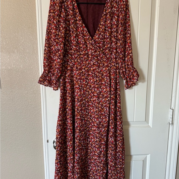 Madewell Size 2 Floral V-Neck Maxi Dress - Red - Picture 1 of 5